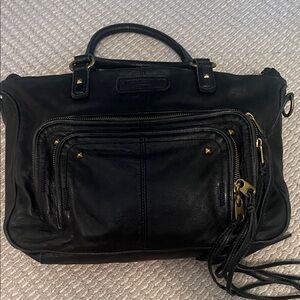 Liebeskind Black Leather Satchel with Gold Accents